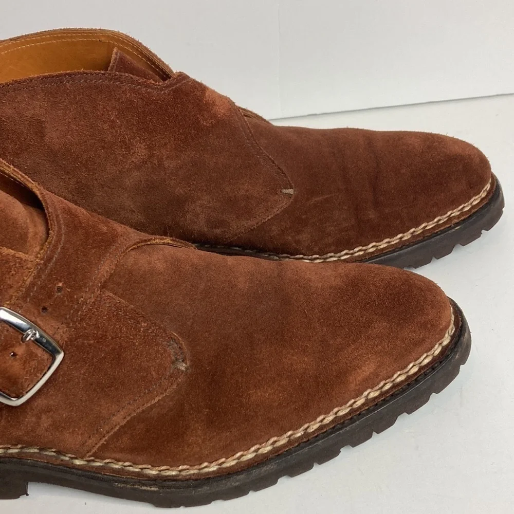 BONTONI Visionario Brown Suede Monk Boot 9.5 Italian Designer Old Money Luxury